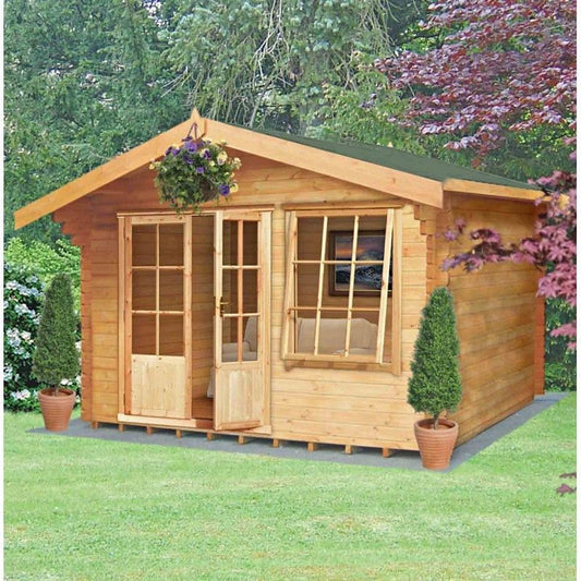 Shire Shire Hale 11' 9" x 9' 9" Apex Log Cabin - Premium 34mm Cladding Tongue & Groove