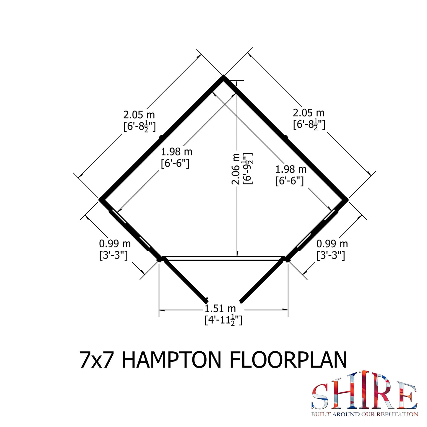 Shire Hampton 6' 8" x 6' 8" Flat Summerhouse - Premium Dip Treated Shiplap