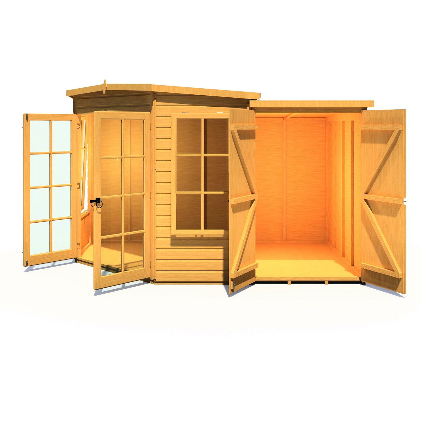 Shire Hampton 3' 10" x 6' 8" Pent Summerhouse with Side Shed - Premium Dip Treated Shiplap