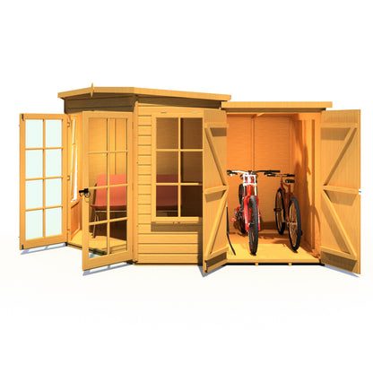 Shire Hampton 3' 10" x 6' 8" Pent Summerhouse with Side Shed - Premium Dip Treated Shiplap