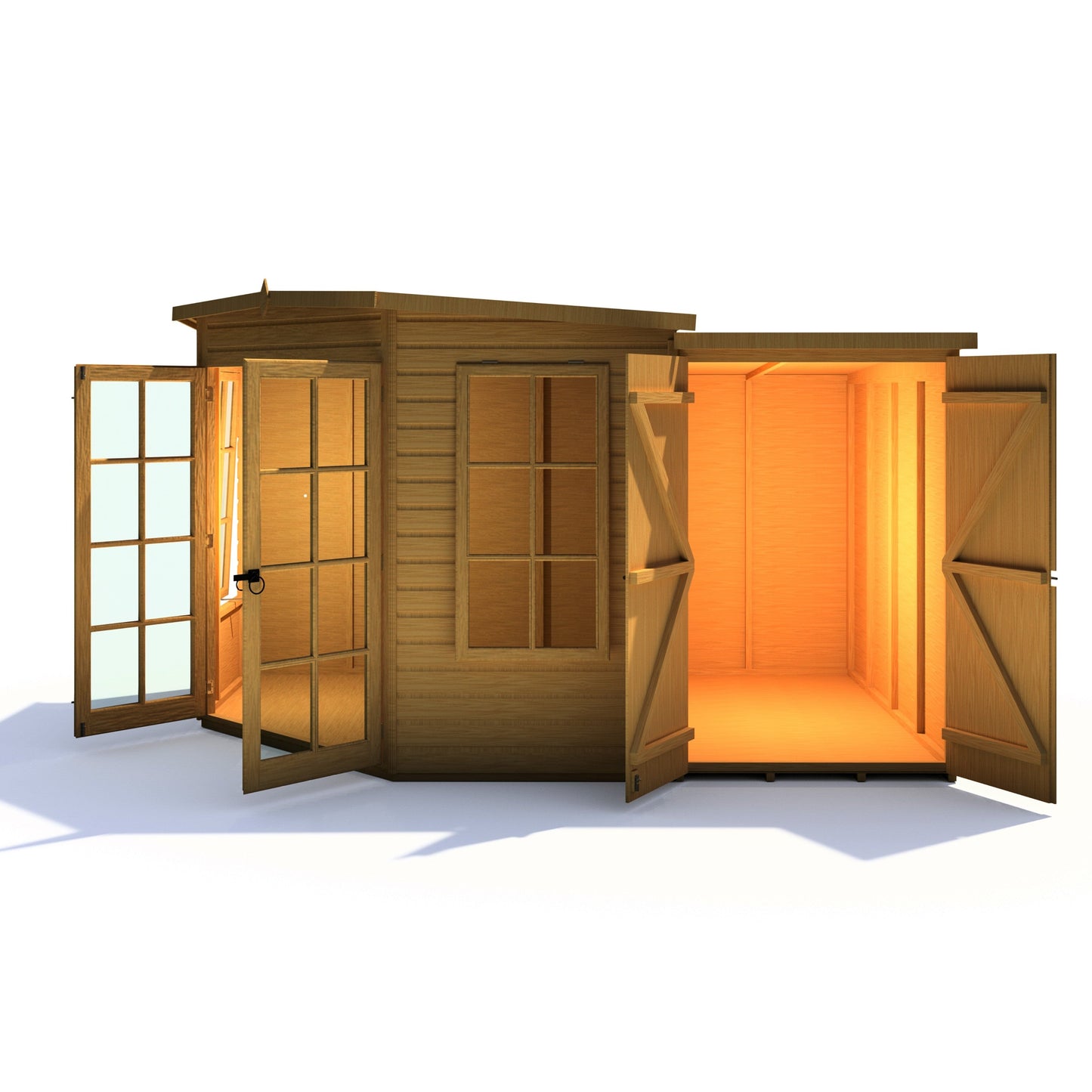 Shire Hampton 3' 10" x 7' 4" Pent Summerhouse with Side Shed - Premium Dip Treated Shiplap