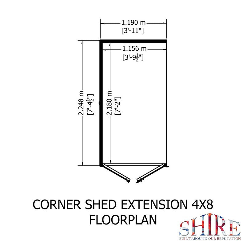 Shire Hampton 3' 10" x 7' 4" Pent Summerhouse with Side Shed - Premium Dip Treated Shiplap