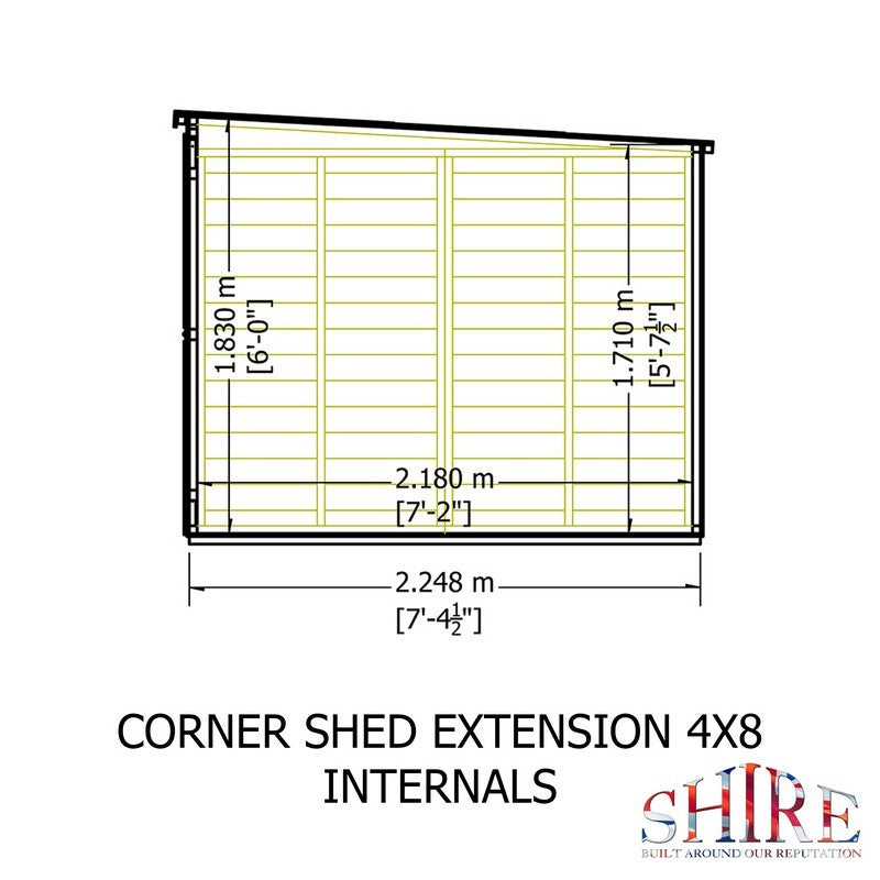 Shire Hampton 3' 10" x 7' 4" Pent Summerhouse with Side Shed - Premium Dip Treated Shiplap