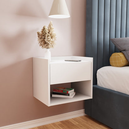 GFW 2 Harmony Bedside Tables White 1 Shelf 1 Drawer