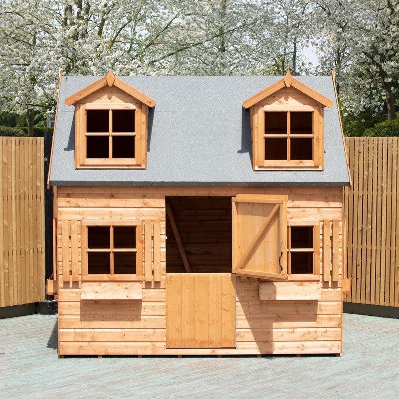 Shire Hatters House 6' 6" x 8' 2" Reverse Apex Children's Playhouse - Premium Dip Treated Shiplap