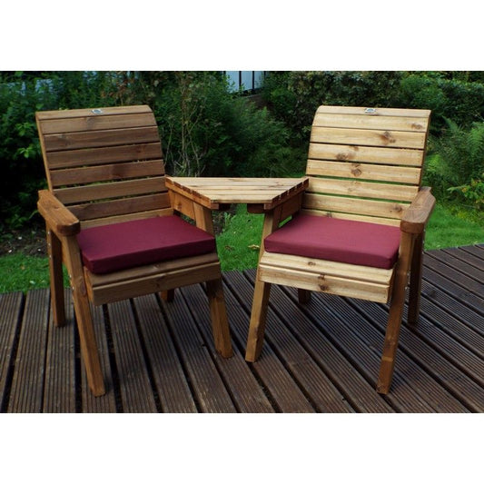 Charles Taylor Scandinavian Redwood Garden Tete a Tete by Charles Taylor - 2 Seats Burgundy Cushions