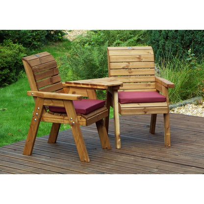 Charles Taylor Scandinavian Redwood Garden Tete a Tete by Charles Taylor - 2 Seats Burgundy Cushions