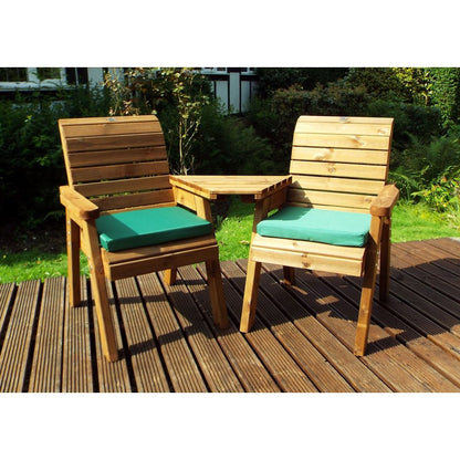 Charles Taylor Scandinavian Redwood Garden Tete a Tete by Charles Taylor - 2 Seats Green Cushions