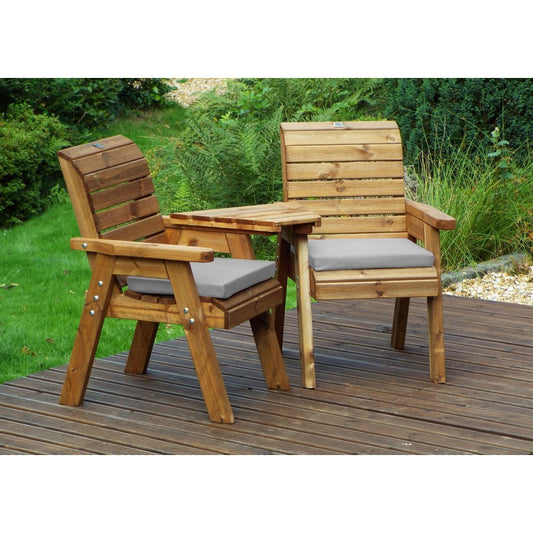 Charles Taylor Scandinavian Redwood Garden Tete a Tete by Charles Taylor - 2 Seats Grey Cushions