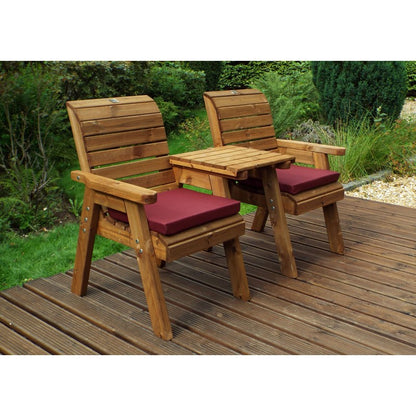 Charles Taylor Scandinavian Redwood Garden Tete a Tete by Charles Taylor - 2 Seats Burgundy Cushions