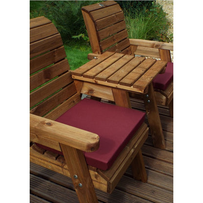 Charles Taylor Scandinavian Redwood Garden Tete a Tete by Charles Taylor - 2 Seats Burgundy Cushions