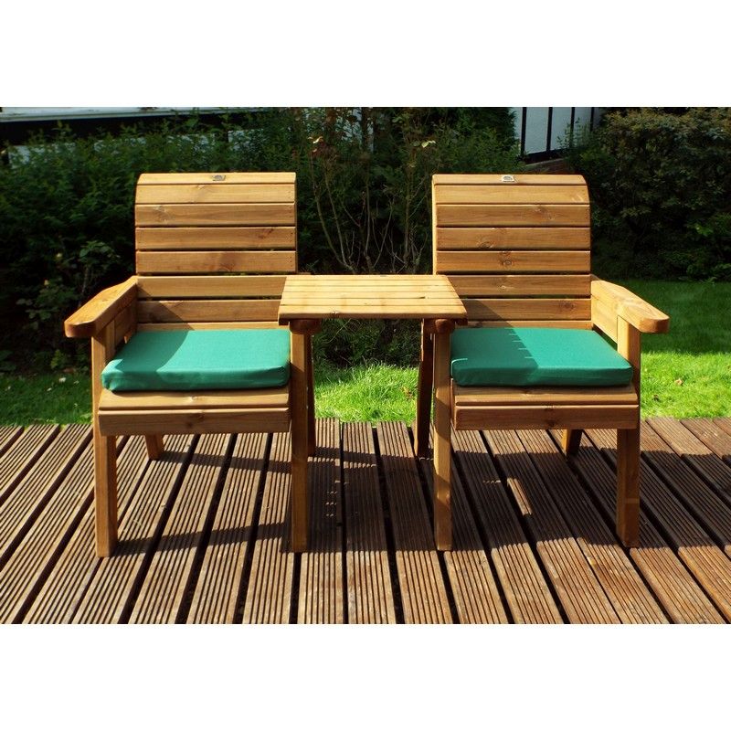 Charles Taylor Scandinavian Redwood Garden Tete a Tete by Charles Taylor - 2 Seats Green Cushions