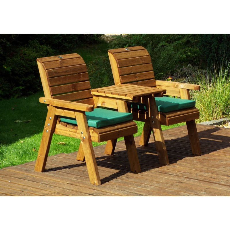 Charles Taylor Scandinavian Redwood Garden Tete a Tete by Charles Taylor - 2 Seats Green Cushions