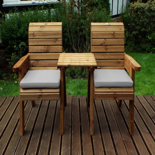 Charles Taylor Scandinavian Redwood Garden Tete a Tete by Charles Taylor - 2 Seats Grey Cushions