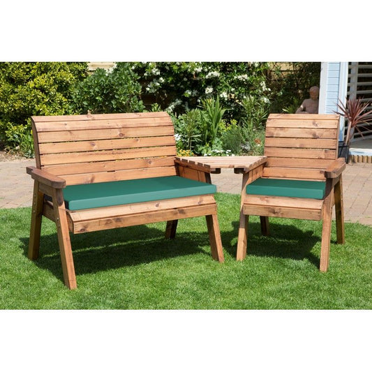 Charles Taylor Scandinavian Redwood Garden Tete a Tete by Charles Taylor - 3 Seats Green Cushions