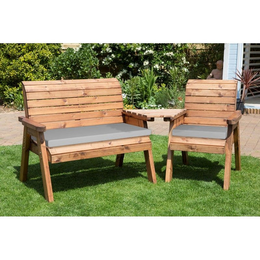 Charles Taylor Scandinavian Redwood Garden Tete a Tete by Charles Taylor - 3 Seats Grey Cushions