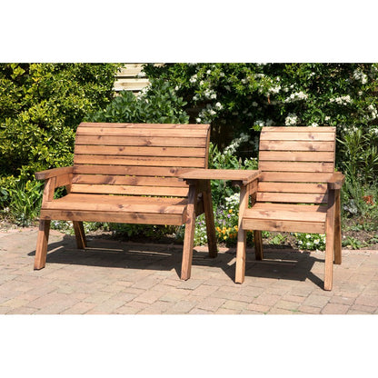 Charles Taylor Scandinavian Redwood Garden Tete a Tete by Charles Taylor - 3 Seats Burgundy Cushions