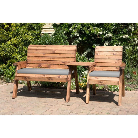 Charles Taylor Scandinavian Redwood Garden Tete a Tete by Charles Taylor - 3 Seats Grey Cushions