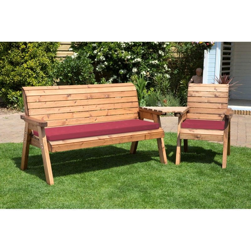 Charles Taylor Scandinavian Redwood Garden Tete a Tete by Charles Taylor - 4 Seats Burgundy Cushions