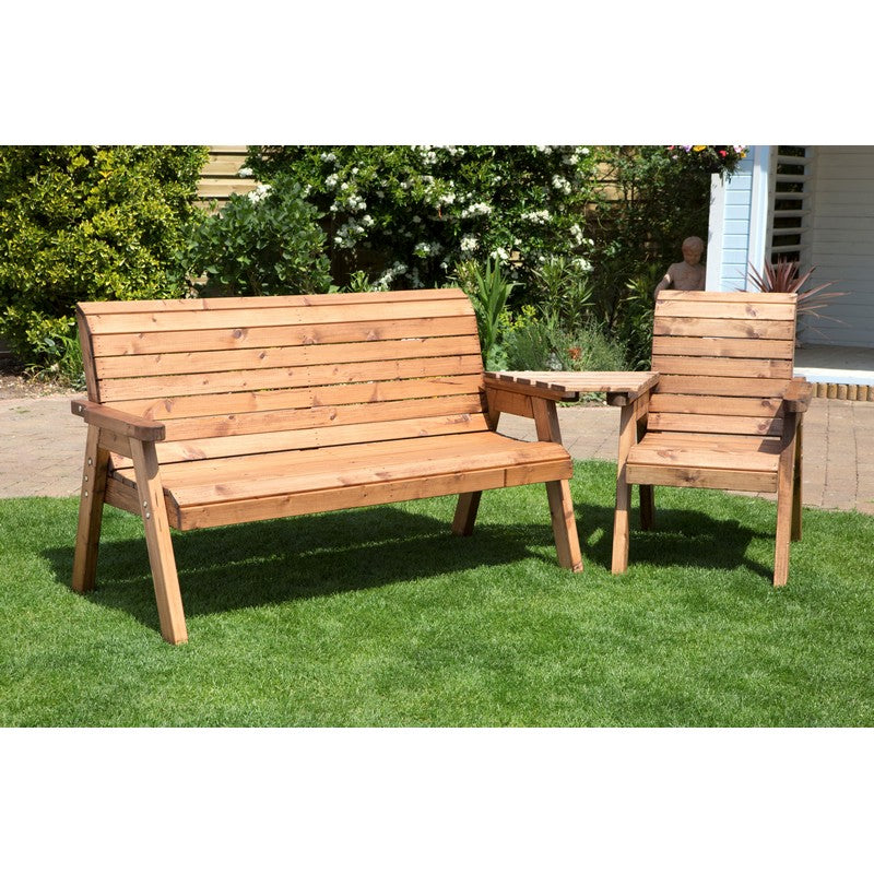 Charles Taylor Scandinavian Redwood Garden Tete a Tete by Charles Taylor - 4 Seats Burgundy Cushions