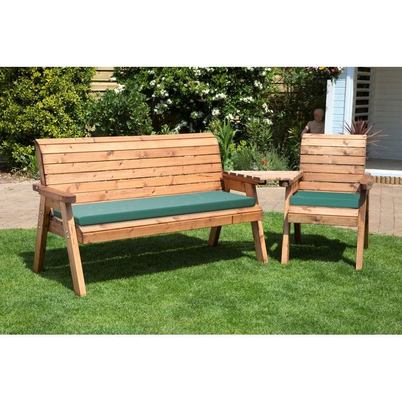 Charles Taylor Scandinavian Redwood Garden Tete a Tete by Charles Taylor - 4 Seats Green Cushions