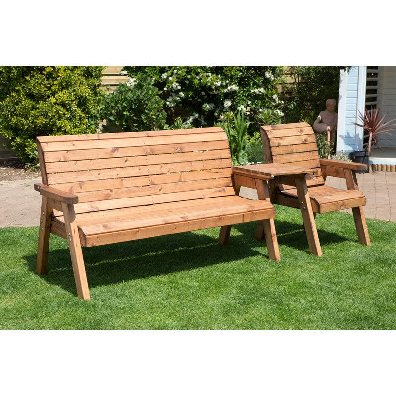 Charles Taylor Scandinavian Redwood Garden Tete a Tete by Charles Taylor - 4 Seats Burgundy Cushions