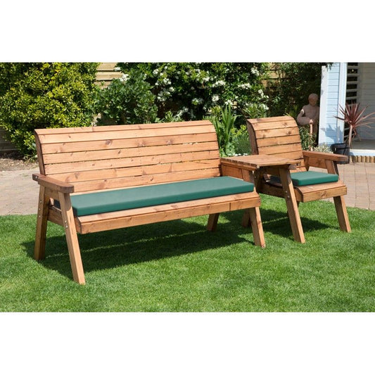 Charles Taylor Scandinavian Redwood Garden Tete a Tete by Charles Taylor - 4 Seats Green Cushions