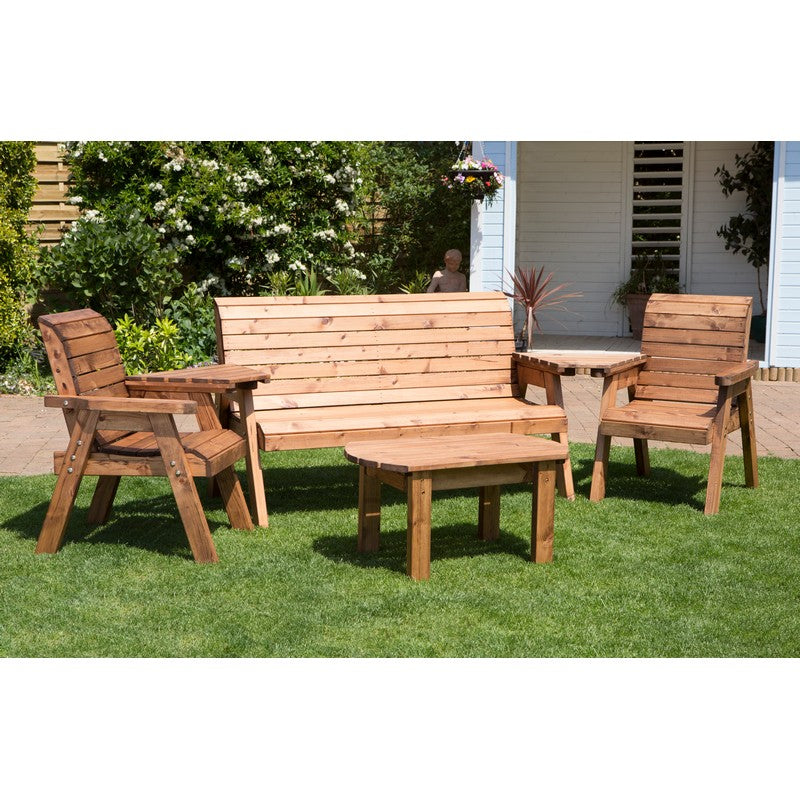 Charles Taylor Scandinavian Redwood Garden Patio Dining Set by Charles Taylor - 5 Seats Green Cushions