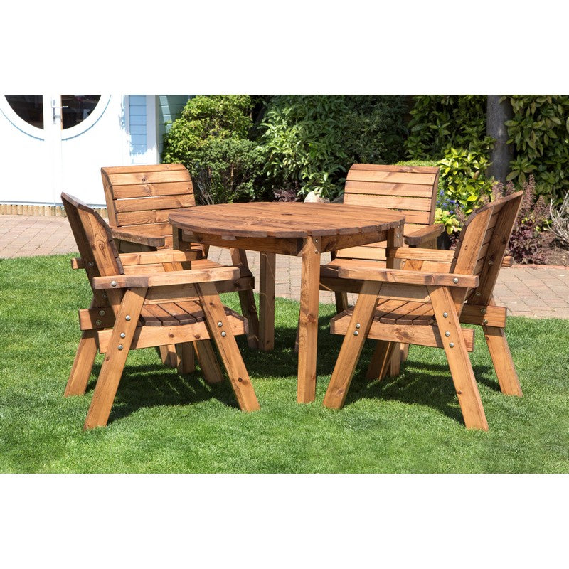 Charles Taylor Scandinavian Redwood Garden Patio Dining Set by Charles Taylor - 4 Seats Burgundy Cushions