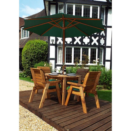 Charles Taylor Scandinavian Redwood Garden Patio Dining Set by Charles Taylor - 4 Seats Green Cushions