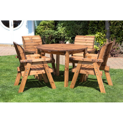 Charles Taylor Scandinavian Redwood Garden Patio Dining Set by Charles Taylor - 4 Seats Green Cushions