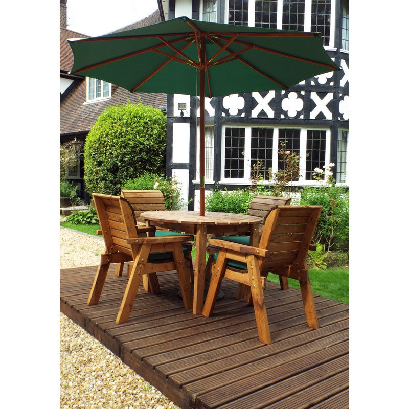 Charles Taylor Scandinavian Redwood Garden Patio Dining Set by Charles Taylor - 4 Seats Green Cushions