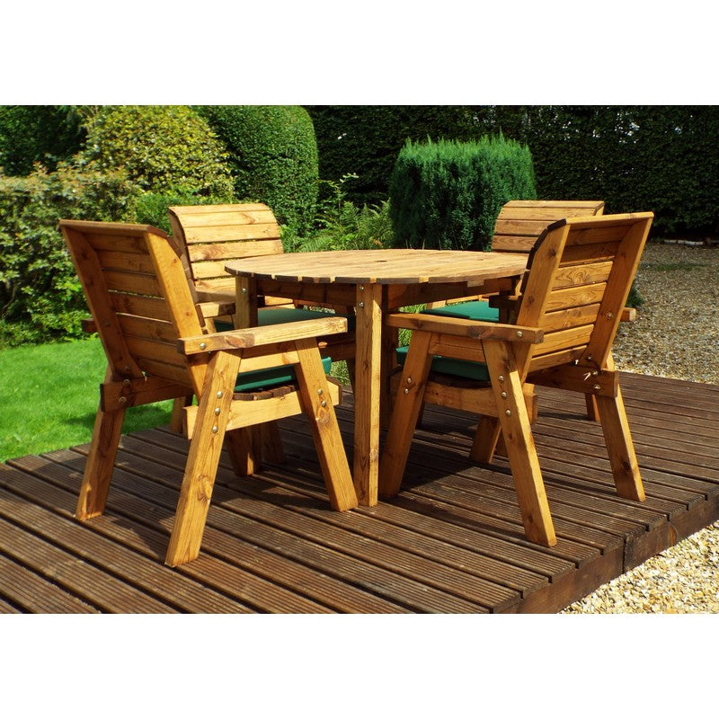 Charles Taylor Scandinavian Redwood Garden Patio Dining Set by Charles Taylor - 4 Seats Green Cushions