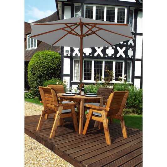 Charles Taylor Scandinavian Redwood Garden Patio Dining Set by Charles Taylor - 4 Seats Grey Cushions