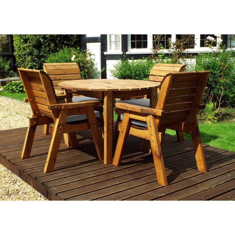 Charles Taylor Scandinavian Redwood Garden Patio Dining Set by Charles Taylor - 4 Seats Grey Cushions