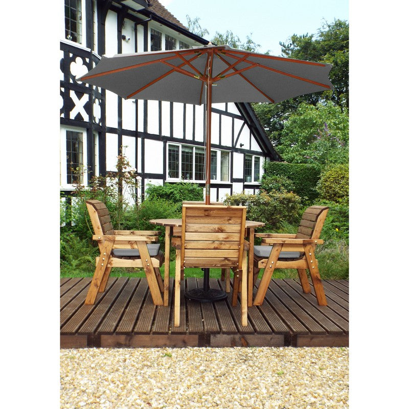 Charles Taylor Scandinavian Redwood Garden Patio Dining Set by Charles Taylor - 4 Seats Grey Cushions