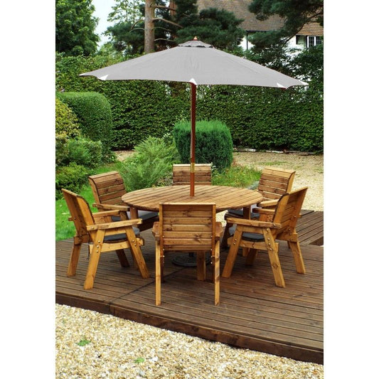 Charles Taylor Scandinavian Redwood Garden Patio Dining Set by Charles Taylor - 6 Seats Grey Cushions