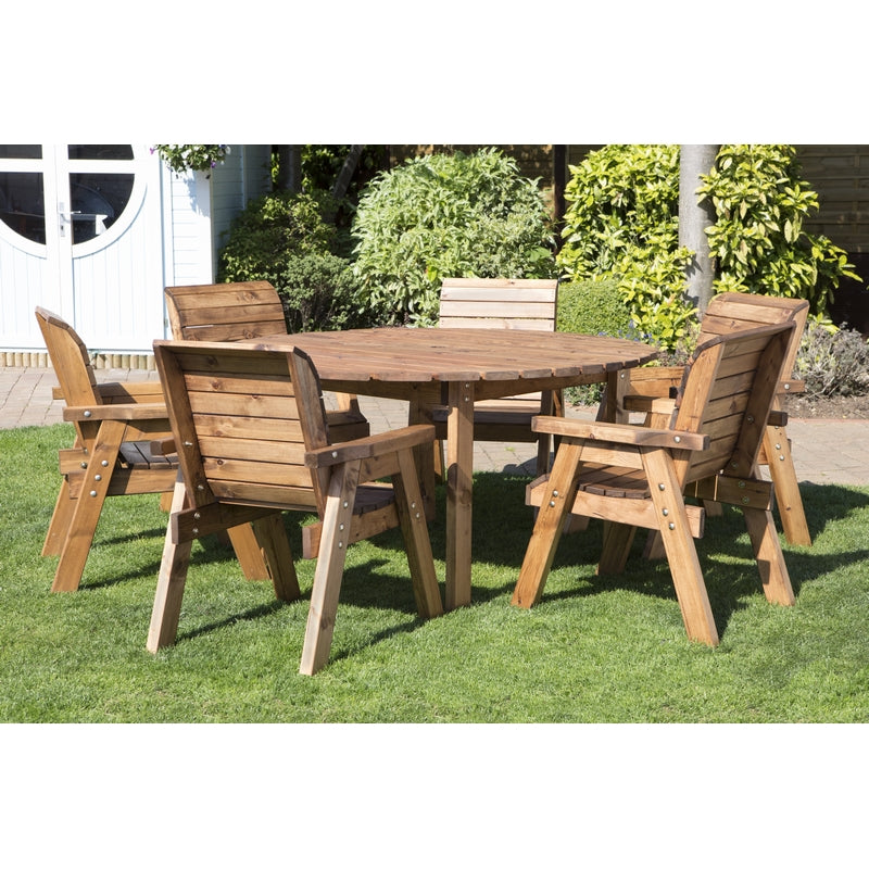 Charles Taylor 6 Seat Circular Table & Chairs Scandinavian Redwood Garden Furniture