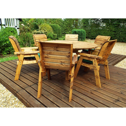 Charles Taylor 6 Seat Circular Table & Chairs Scandinavian Redwood Garden Furniture