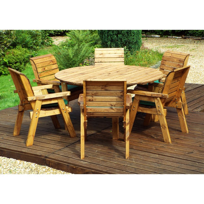 Charles Taylor 6 Seat Circular Table & Chairs Scandinavian Redwood Garden Furniture