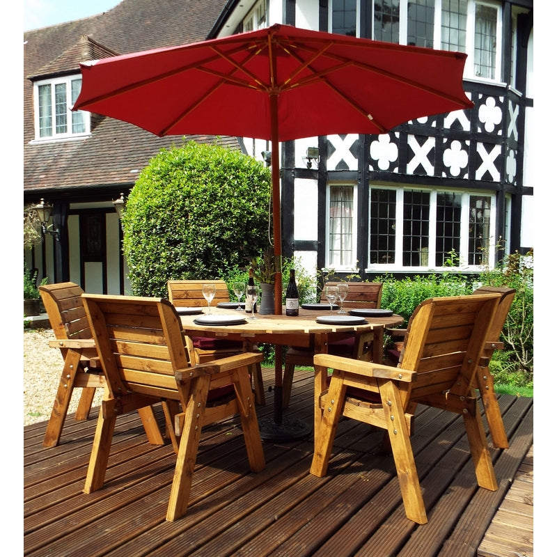 Charles Taylor 6 Seat Circular Table & Chairs Scandinavian Redwood Garden Furniture