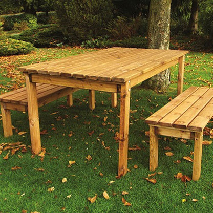 Charles Taylor 6 Seat 2 Benches & 1 Table Scandinavian Redwood Garden