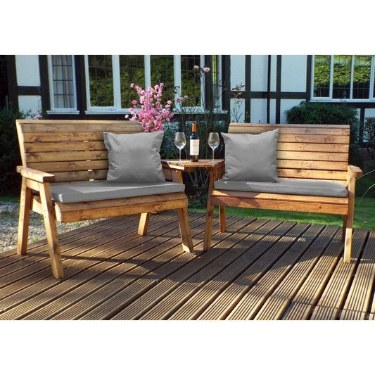 Charles Taylor Scandinavian Redwood Garden Tete a Tete by Charles Taylor - 4 Seats Grey Cushions