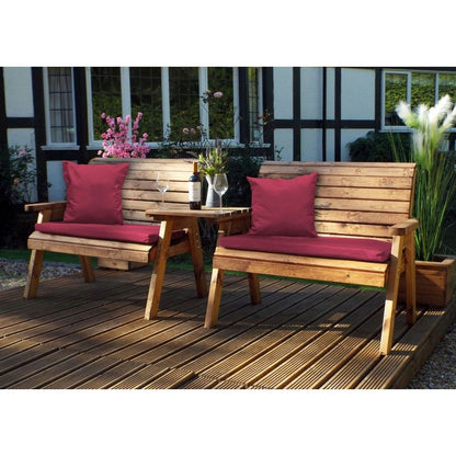 Charles Taylor Scandinavian Redwood Garden Tete a Tete by Charles Taylor - 4 Seats Burgundy Cushions