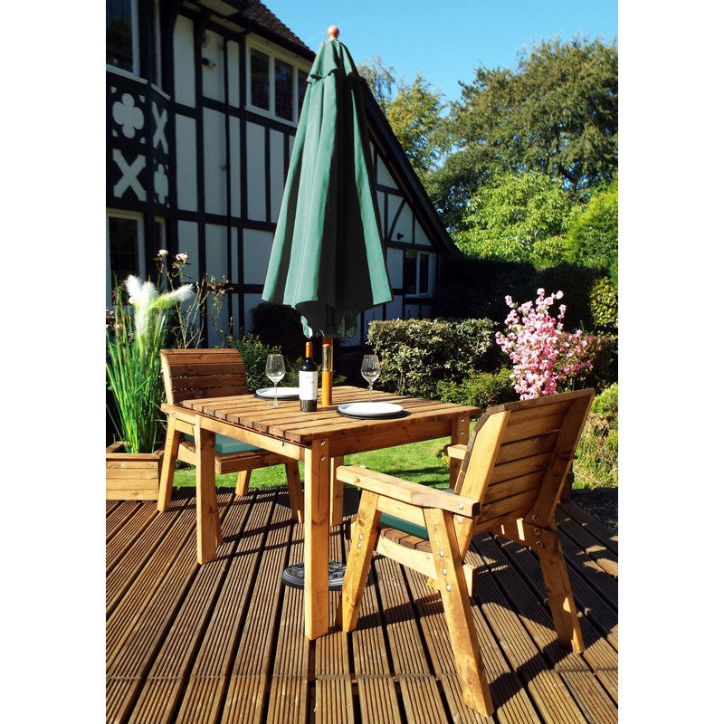 Charles Taylor Scandinavian Redwood Garden Patio Dining Set by Charles Taylor - 2 Seats Green Cushions