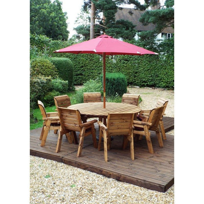 Charles Taylor Scandinavian Redwood Garden Furniture Set by Charles Taylor - 8 Seats Burgundy Cushions