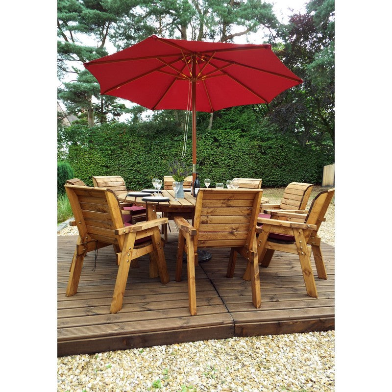 Charles Taylor Scandinavian Redwood Garden Furniture Set by Charles Taylor - 8 Seats Burgundy Cushions