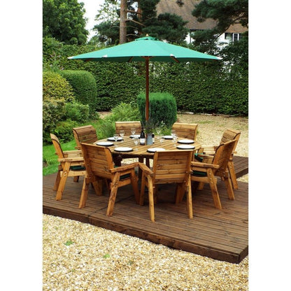 Charles Taylor Scandinavian Redwood Garden Furniture Set by Charles Taylor - 8 Seats Green Cushions