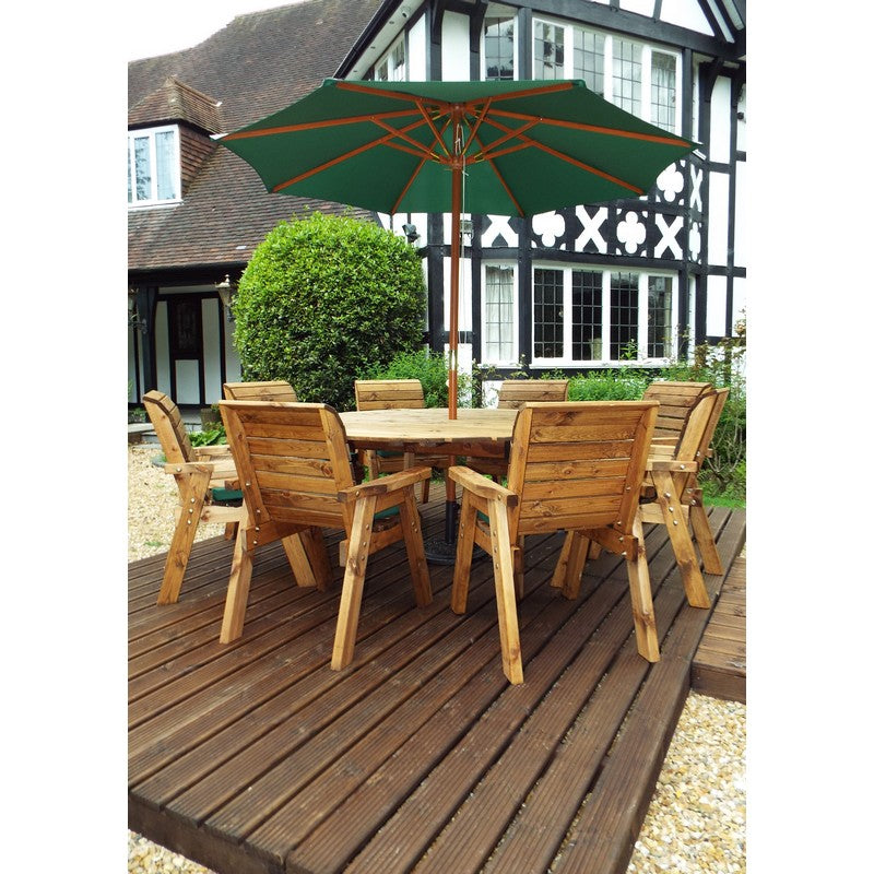 Charles Taylor Scandinavian Redwood Garden Furniture Set by Charles Taylor - 8 Seats Green Cushions