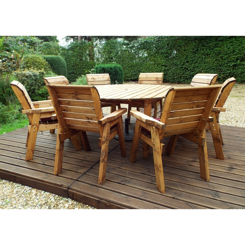 Charles Taylor 8 Seat Circular Table & Chairs Scandinavian Redwood Garden Furniture